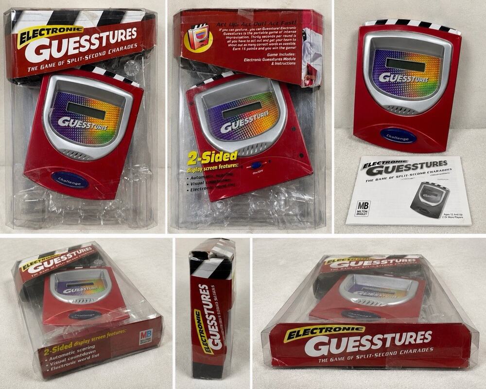 Electronic Guesstures Game Hasbro Milton Bradley 2-Sided Handheld Open Box